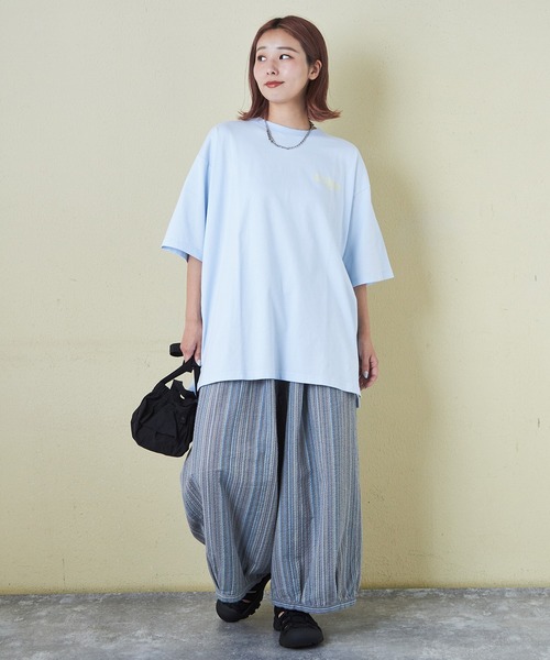 CUBE SUGAR（キューブシュガー）の「シルケット風天竺接触冷感バックプリントTシャツ（Tシャツ/カットソー・レディース・ブラック/サックスブルー/ホワイト/オートミール/マルチ・M）」の15枚目の写真