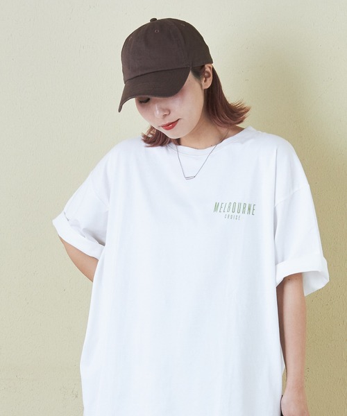 CUBE SUGAR（キューブシュガー）の「シルケット風天竺接触冷感バックプリントTシャツ（Tシャツ/カットソー・レディース・ブラック/サックスブルー/ホワイト/オートミール/マルチ・M）」の6枚目の写真