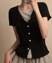 レイヤード風カーディガン Tシャツ 半袖