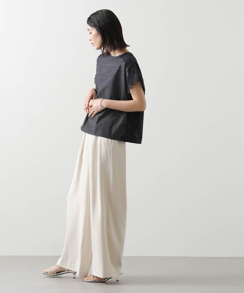 ブラウス シャツ シャンブレー×レースフレンチ レディース セール】シャンブレー×レースフレンチ（シャツ/ブラウス