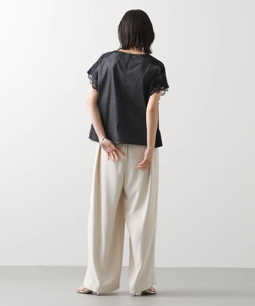 ブラウス シャツ シャンブレー×レースフレンチ レディース セール】シャンブレー×レースフレンチ（シャツ/ブラウス