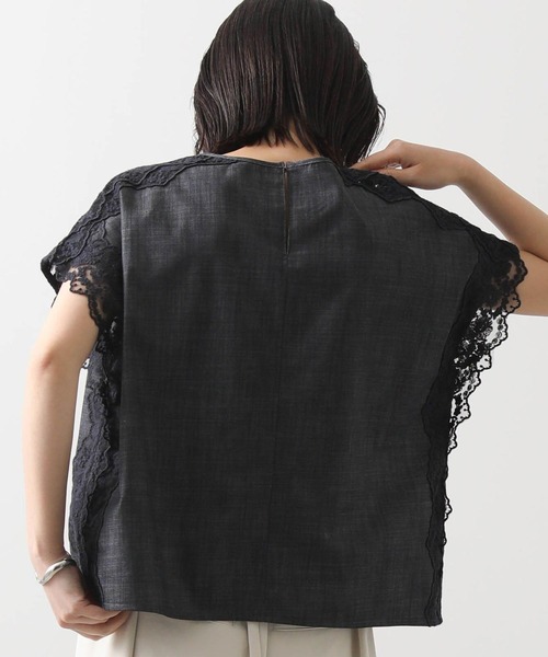 ブラウス シャツ シャンブレー×レースフレンチ レディース セール】シャンブレー×レースフレンチ（シャツ/ブラウス