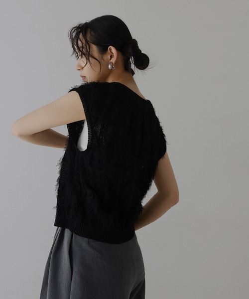 【美品】MAISONSPECIAL フリンジベスト ニットベスト MAISON SPECIAL（メゾンスペシャル）の「2WAYハンドニット