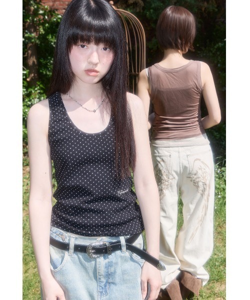 FANCY CLUB(ファンシークラブ)の「A'GEM/9 × .kom 『FANCY CLUB/ファンシークラブ』 Dot Button Sleeveless/ドットボタン スリーブレス(タンクトップ・レディース・ブラウン/アイボリー/ブラック・FREE)」の7枚目の写真