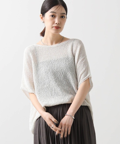 vingtrois（バントロア）の「和紙ホールガーメントボートネックニット（ニット/セーター・レディース・ブラウン/グリーン/ピンク/アイボリー・FREE）」の9枚目の写真