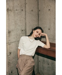 【hatoooooooooo】Knit tee スタイル半袖クルーネックニットティー/サマーニット