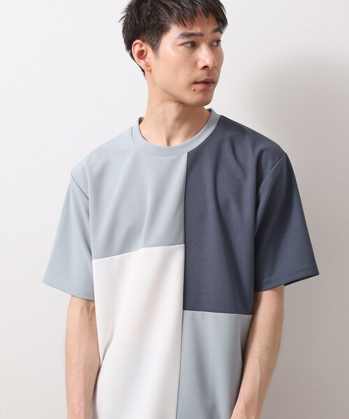 THE SHOP TK （ザ ショップ ティーケー ）の「ツイルブロッキング 半袖Tシャツ 洗濯機OK（Tシャツ/カットソー・メンズ・ブラウン系5/ブラック系4/ブルー系その他6・02/03/04）」の3枚目の写真
