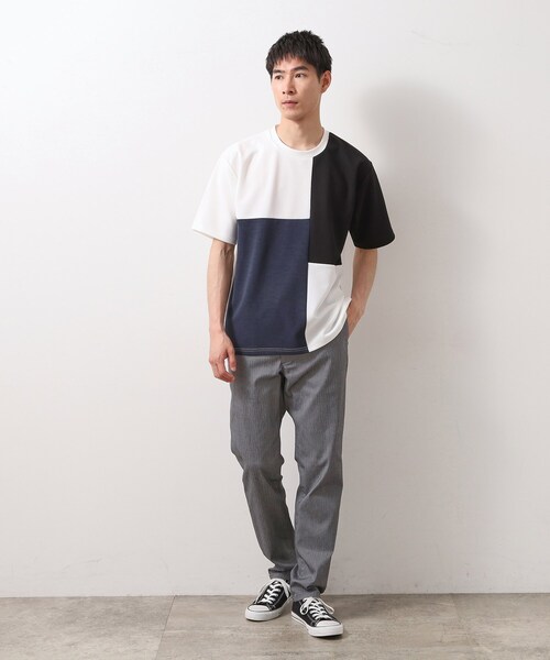THE SHOP TK （ザ ショップ ティーケー ）の「ツイルブロッキング 半袖Tシャツ 洗濯機OK（Tシャツ/カットソー・メンズ・ブラウン系5/ブラック系4/ブルー系その他6・02/03/04）」の4枚目の写真