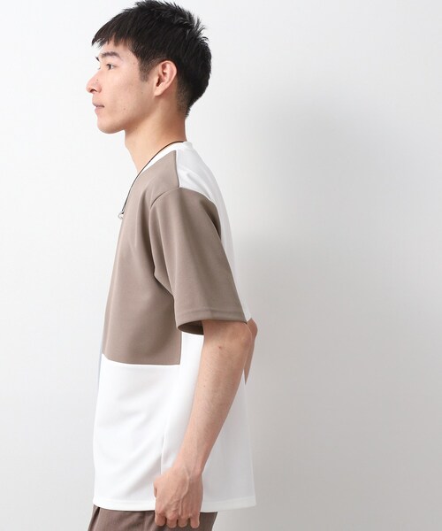 THE SHOP TK （ザ ショップ ティーケー ）の「ツイルブロッキング 半袖Tシャツ 洗濯機OK（Tシャツ/カットソー・メンズ・ブラウン系5/ブラック系4/ブルー系その他6・02/03/04）」の15枚目の写真