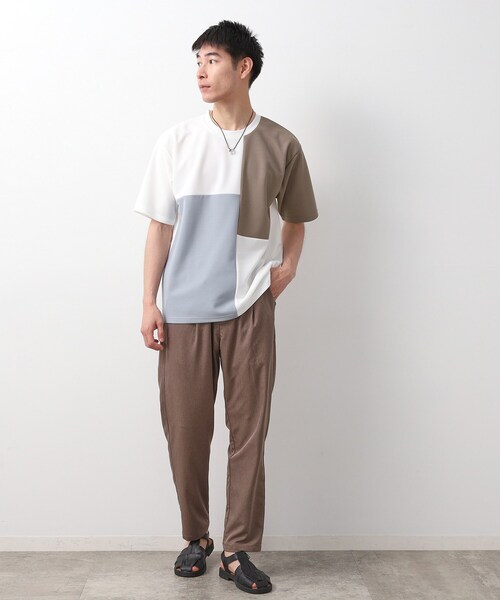 THE SHOP TK （ザ ショップ ティーケー ）の「ツイルブロッキング 半袖Tシャツ 洗濯機OK（Tシャツ/カットソー・メンズ・ブラウン系5/ブラック系4/ブルー系その他6・02/03/04）」の13枚目の写真