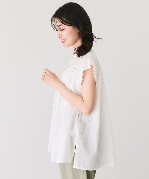 Jayro（ジャイロ）の「綿ボイルピンタックスタンドブラウス（シャツ/ブラウス・レディース・ブラック/ホワイト系その他・M）」の20枚目の写真