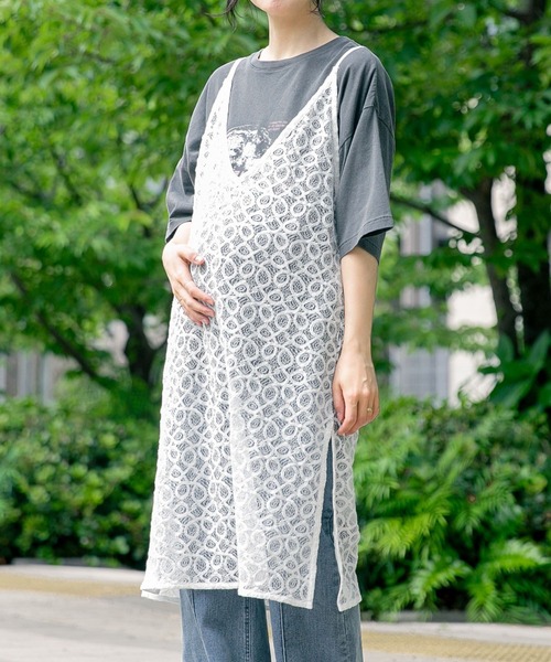 セール】【産前・産後対応】マタニティ／レースキャミワンピース