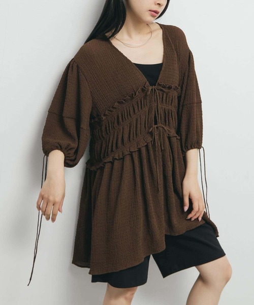 KBF（ケイビーエフ）の「フロントリボンチュニック（シャツ/ブラウス・レディース・ブラウン/アイボリー/ブラック・ONE）」の20枚目の写真