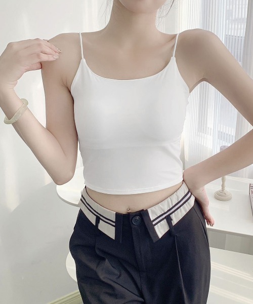 Miniministore(ミニミニストア)の「カップ付きキャミソール背中あきブラトップ(キャミソール・レディース・ホワイト/ブラック/ベージュ/カーキ/ブルーグレー・FREE)」の2枚目の写真