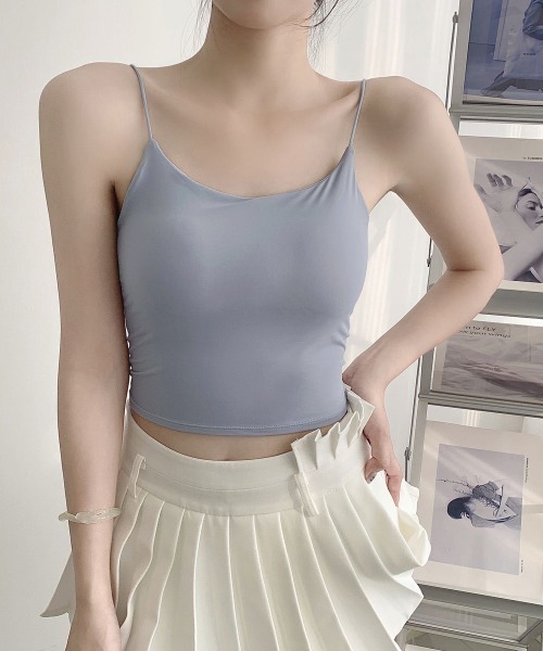 Miniministore(ミニミニストア)の「カップ付きキャミソール背中あきブラトップ(キャミソール・レディース・ホワイト/ブラック/ベージュ/カーキ/ブルーグレー・FREE)」の3枚目の写真