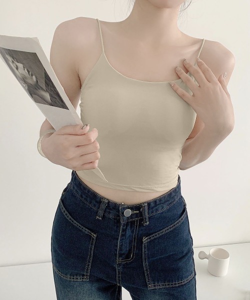 Miniministore(ミニミニストア)の「カップ付きキャミソール背中あきブラトップ(キャミソール・レディース・ホワイト/ブラック/ベージュ/カーキ/ブルーグレー・FREE)」の14枚目の写真