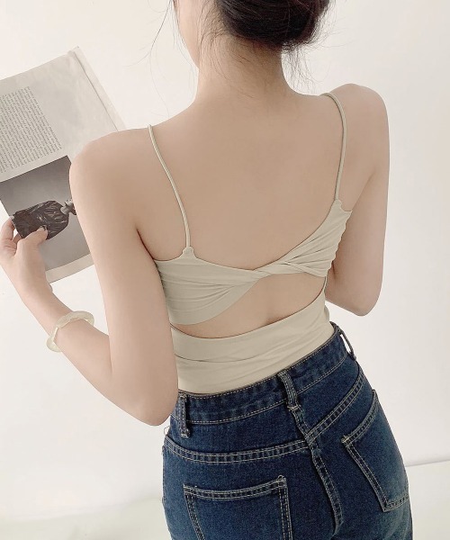 Miniministore(ミニミニストア)の「カップ付きキャミソール背中あきブラトップ(キャミソール・レディース・ホワイト/ブラック/ベージュ/カーキ/ブルーグレー・FREE)」の13枚目の写真