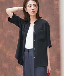 ICB（アイシービー）の「ライトダブルクロス バンドカラーブラウス（シャツ/ブラウス）」