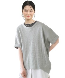 Tシャツ カットソー レディース 半袖 夏 春 ワッフル ゆったり 大きめ 大きいサイズ ドロップショルダー チュニック かわいい おしゃれ 無地 柔らかい シンプル 20代 30代 40代 50代