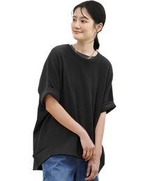 Tシャツ カットソー レディース 半袖 夏 春 ワッフル ゆったり 大きめ 大きいサイズ ドロップショルダー チュニック かわいい おしゃれ 無地 柔らかい シンプル 20代 30代 40代 50代