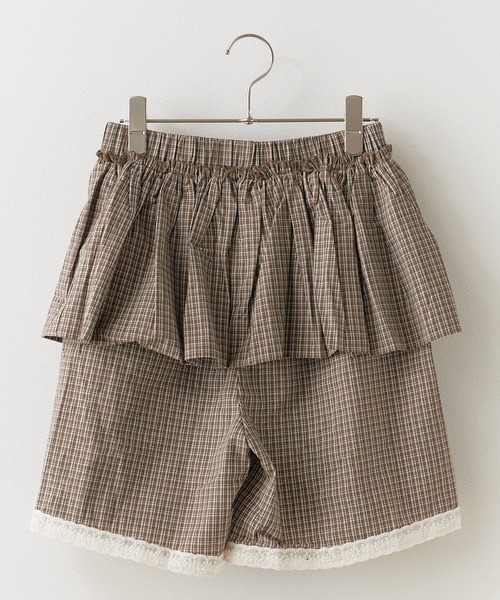 ROOPTOKYO（ループトウキョウ）の「Gingham Check Skirt Layered Lace Pants / ギンガムチェック スカートレイヤード レースパンツ（その他パンツ・レディース・ブラック/ダークブラウン・FREE）」の8枚目の写真