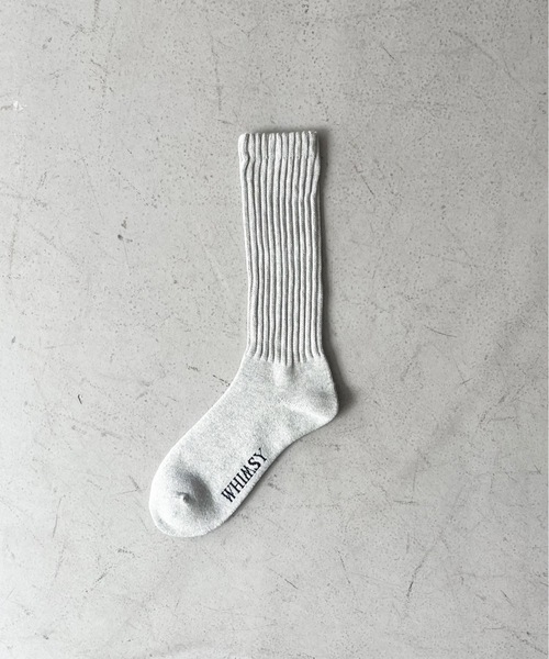 Whimsy(ウィムジー)の「WHIMSY Loose gauge rib socks(ソックス/靴下・メンズ・グレー/ブルー/ブラック/ホワイト・25-26cm)」の3枚目の写真
