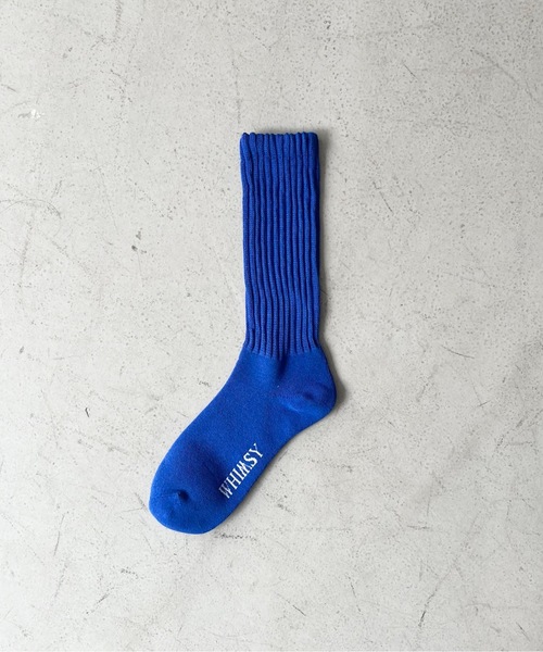 Whimsy(ウィムジー)の「WHIMSY Loose gauge rib socks(ソックス/靴下・メンズ・グレー/ブルー/ブラック/ホワイト・25-26cm)」の4枚目の写真
