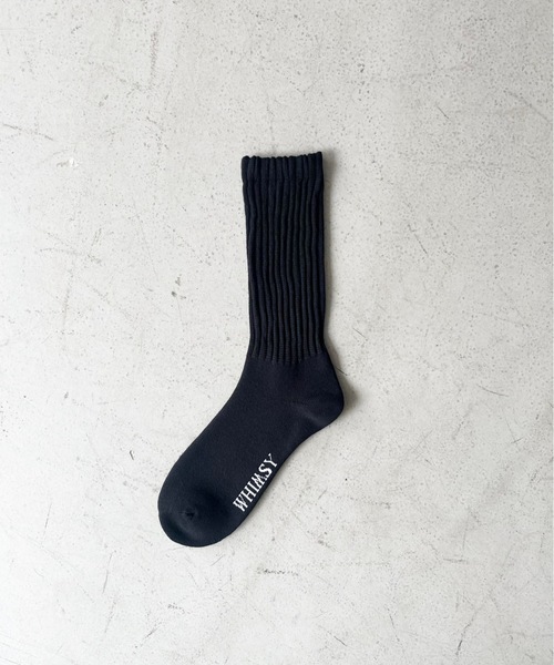 Whimsy(ウィムジー)の「WHIMSY Loose gauge rib socks(ソックス/靴下・メンズ・グレー/ブルー/ブラック/ホワイト・25-26cm)」の2枚目の写真