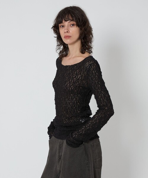 ASTRAET(アストラット)の「<ASTRAET>レース ロングスリーブカットソー(Tシャツ/カットソー・レディース・ブラック/オフホワイト・FREE)」の6枚目の写真