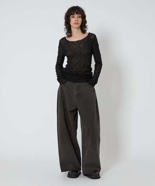 ASTRAET(アストラット)の「<ASTRAET>レース ロングスリーブカットソー(Tシャツ/カットソー・レディース・ブラック/オフホワイト・FREE)」の8枚目の写真