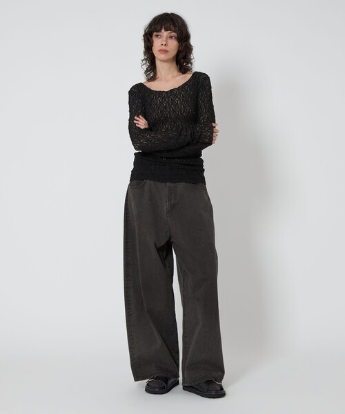 ASTRAET(アストラット)の「<ASTRAET>レース ロングスリーブカットソー(Tシャツ/カットソー・レディース・ブラック/オフホワイト・FREE)」の9枚目の写真