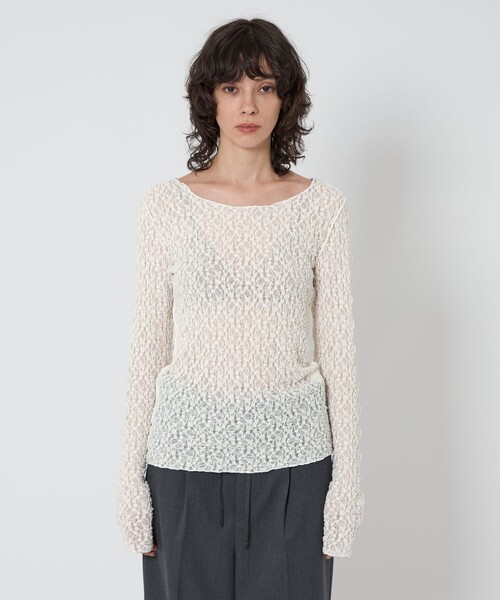 ASTRAET(アストラット)の「<ASTRAET>レース ロングスリーブカットソー(Tシャツ/カットソー・レディース・ブラック/オフホワイト・FREE)」の10枚目の写真