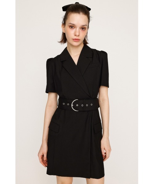 SLY(スライ)の「WAIST BELT TAILORED OP ウエストベルト テイラード ワンピース 夏服 半袖(ワンピース・レディース・杢グレー/ブラック・1/2)」の3枚目の写真
