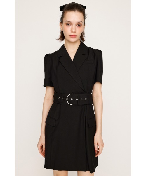 SLY(スライ)の「WAIST BELT TAILORED OP ウエストベルト テイラード ワンピース 夏服 半袖(ワンピース・レディース・杢グレー/ブラック・1/2)」の5枚目の写真