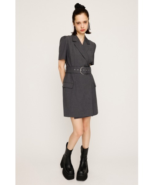 SLY(スライ)の「WAIST BELT TAILORED OP ウエストベルト テイラード ワンピース 夏服 半袖(ワンピース・レディース・杢グレー/ブラック・1/2)」の7枚目の写真