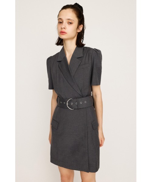 SLY(スライ)の「WAIST BELT TAILORED OP ウエストベルト テイラード ワンピース 夏服 半袖(ワンピース・レディース・杢グレー/ブラック・1/2)」の6枚目の写真