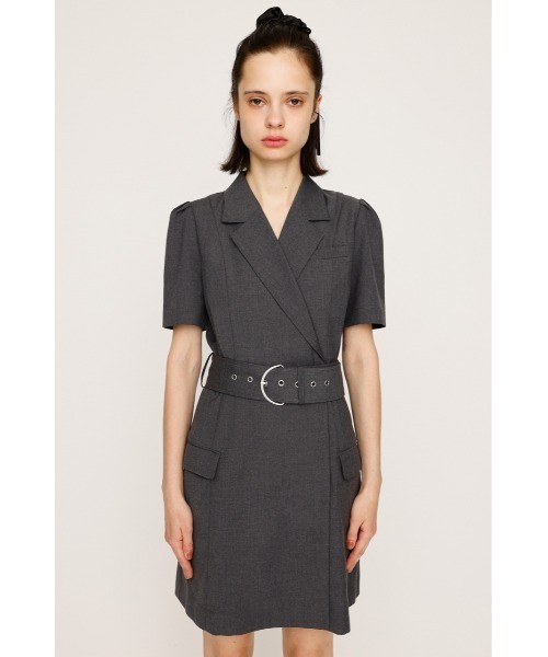 SLY(スライ)の「WAIST BELT TAILORED OP ウエストベルト テイラード ワンピース 夏服 半袖(ワンピース・レディース・杢グレー/ブラック・1/2)」の8枚目の写真
