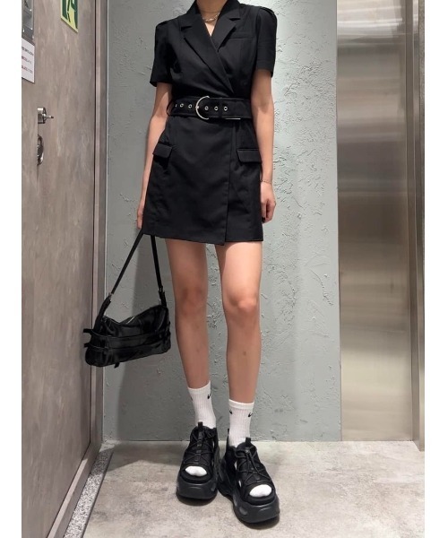 SLY(スライ)の「WAIST BELT TAILORED OP ウエストベルト テイラード ワンピース 夏服 半袖(ワンピース・レディース・杢グレー/ブラック・1/2)」の16枚目の写真