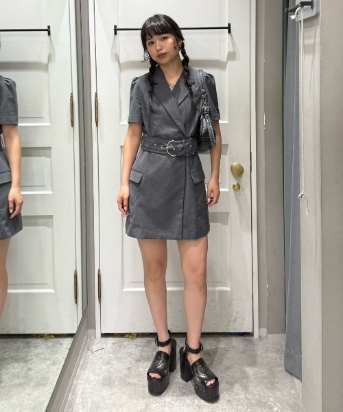 SLY(スライ)の「WAIST BELT TAILORED OP ウエストベルト テイラード ワンピース 夏服 半袖(ワンピース・レディース・杢グレー/ブラック・1/2)」の17枚目の写真