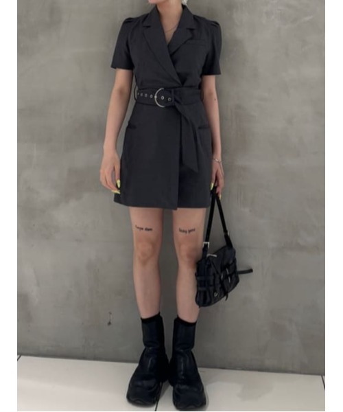 SLY(スライ)の「WAIST BELT TAILORED OP ウエストベルト テイラード ワンピース 夏服 半袖(ワンピース・レディース・杢グレー/ブラック・1/2)」の21枚目の写真