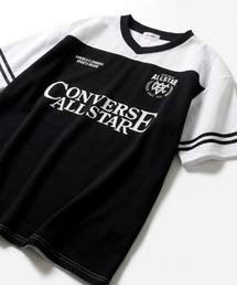 CONVERSE/コンバース オーバーサイズ 接触冷感 吸水速乾 UVカット フロント バックプリント サッカーユニフォーム アムンゼン Vネック半袖Tシャツ ゲームシャツ レディース メンズ