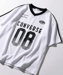 CONVERSE/コンバース オーバーサイズ 接触冷感 吸水速乾 UVカット フロント バックプリント サッカーユニフォーム アムンゼン Vネック半袖Tシャツ ゲームシャツ レディース メンズ