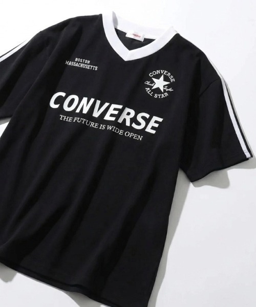 CONVERSE(コンバース)の「CONVERSE/コンバース オーバーサイズ 接触冷感 吸水速乾 UVカット フロント バックプリント サッカーユニフォーム アムンゼン Vネック半袖Tシャツ ゲームシャツ レディース メンズ(Tシャツ/カットソー・レディース・ブラック系その他2/ブラック系その他/ホワイト系その他2/ブラック系その他3/ホワイト系その他4/ホワイト系その他/ホワイト系その他3/ブラック系その他4・M/L/LL)」の7枚目の写真
