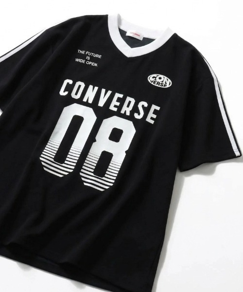 CONVERSE(コンバース)の「CONVERSE/コンバース オーバーサイズ 接触冷感 吸水速乾 UVカット フロント バックプリント サッカーユニフォーム アムンゼン Vネック半袖Tシャツ ゲームシャツ レディース メンズ(Tシャツ/カットソー・レディース・ブラック系その他2/ブラック系その他/ホワイト系その他2/ブラック系その他3/ホワイト系その他4/ホワイト系その他/ホワイト系その他3/ブラック系その他4・M/L/LL)」の8枚目の写真