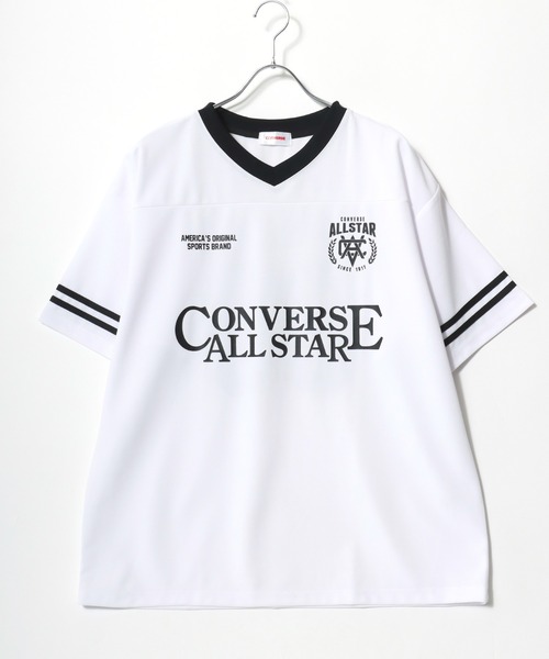 CONVERSE(コンバース)の「CONVERSE/コンバース オーバーサイズ 接触冷感 吸水速乾 UVカット フロント バックプリント サッカーユニフォーム アムンゼン Vネック半袖Tシャツ ゲームシャツ レディース メンズ(Tシャツ/カットソー・レディース・ブラック系その他2/ブラック系その他/ホワイト系その他2/ブラック系その他3/ホワイト系その他4/ホワイト系その他/ホワイト系その他3/ブラック系その他4・M/L/LL)」の9枚目の写真
