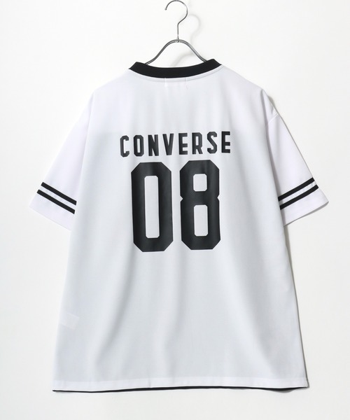 CONVERSE(コンバース)の「CONVERSE/コンバース オーバーサイズ 接触冷感 吸水速乾 UVカット フロント バックプリント サッカーユニフォーム アムンゼン Vネック半袖Tシャツ ゲームシャツ レディース メンズ(Tシャツ/カットソー・レディース・ブラック系その他2/ブラック系その他/ホワイト系その他2/ブラック系その他3/ホワイト系その他4/ホワイト系その他/ホワイト系その他3/ブラック系その他4・M/L/LL)」の14枚目の写真