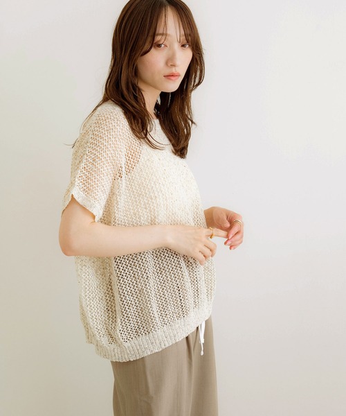 NOAHL（ノアル）の「【NOAHL】《mayoさんコラボ》サマーニットメッシュトップス（ニット/セーター・レディース・ベージュ/ブラウン/グレー/アイボリー・FREE）」の5枚目の写真