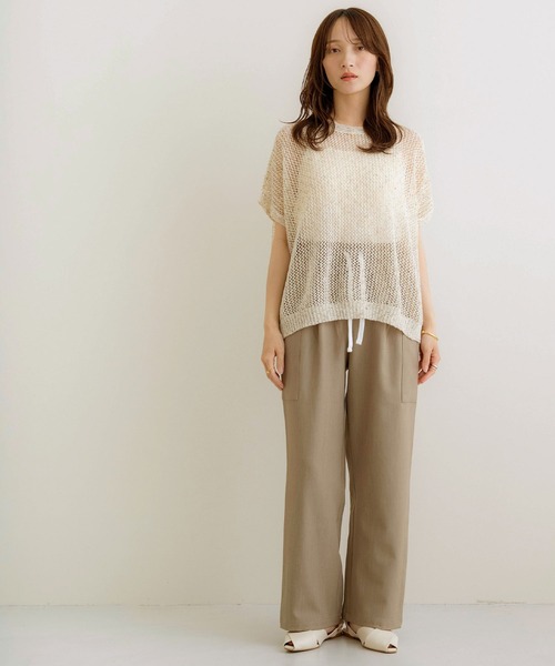 NOAHL（ノアル）の「【NOAHL】《mayoさんコラボ》サマーニットメッシュトップス（ニット/セーター・レディース・ベージュ/ブラウン/グレー/アイボリー・FREE）」の7枚目の写真