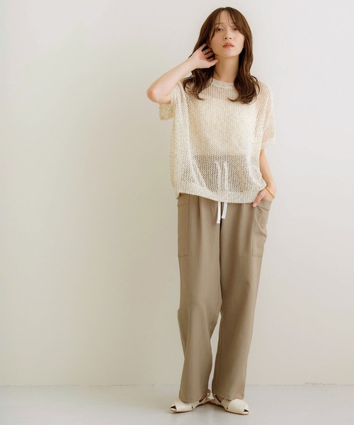 NOAHL（ノアル）の「【NOAHL】《mayoさんコラボ》サマーニットメッシュトップス（ニット/セーター・レディース・ベージュ/ブラウン/グレー/アイボリー・FREE）」の12枚目の写真