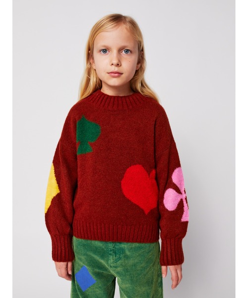 BOBO CHOSES(ボボショーズ)の「Bobo Joker jacquard turtle neck jumper(ニット/セーター・キッズ・バーガンディー・4-5YEAR/2-3YEAR/6-7YEAR/8-9y/10-11y/12-13y)」の1枚目の写真
